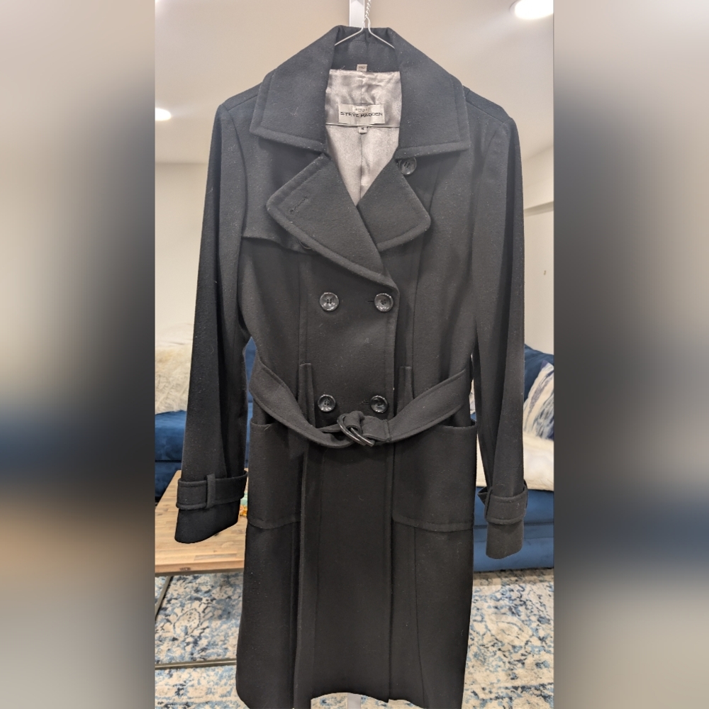 Women's Black Double-Breasted Coat
